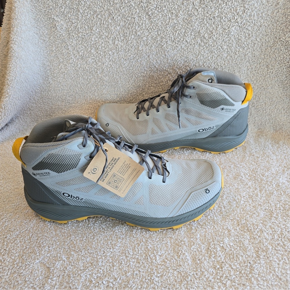 Oboz Men's Katabatic LT Mid GTX Hiking Boots In Drizzle (Gray) Sz 14 NWT